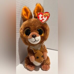 TY Beanie Boos BIG EYED KIPPER THE KANGAROO W/ BABY 7" Plush STUFFED ANIMAL